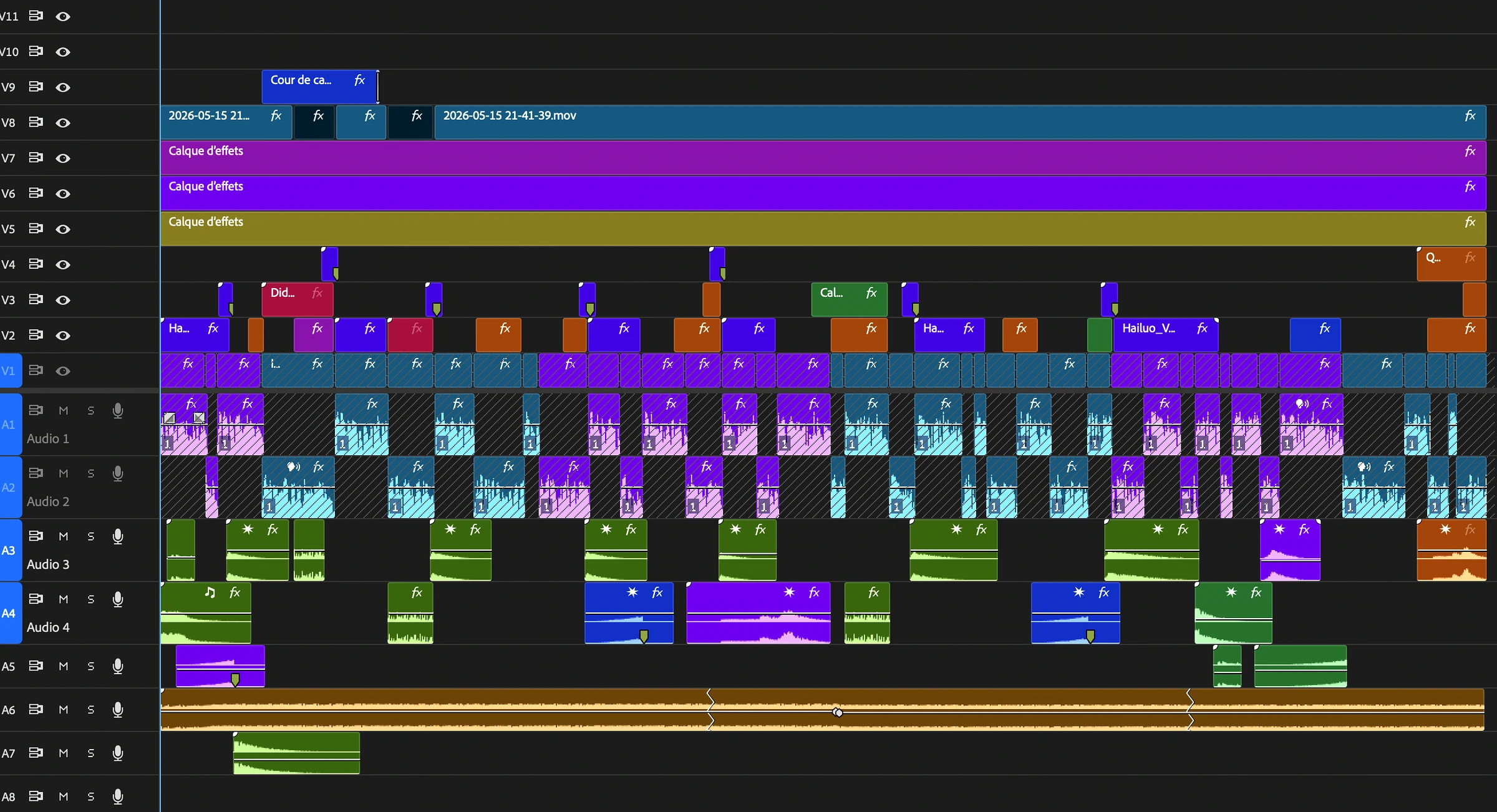 Montage final : onze pistes d'effets, sound design et motion design